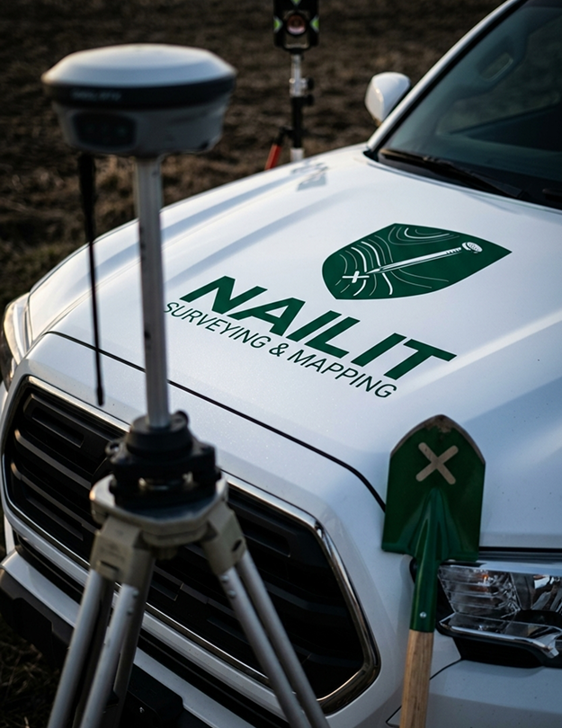 Surveying vehicle and field equipment from Nail It Surveying & Mapping